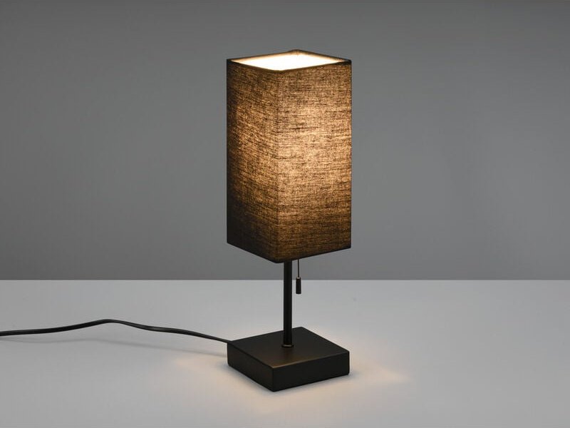 Thumbnail - Meinewunschleuchte - led Tischleuchte mit Stoffschirm Schwarz & usb Ladestation, Höhe 35cm