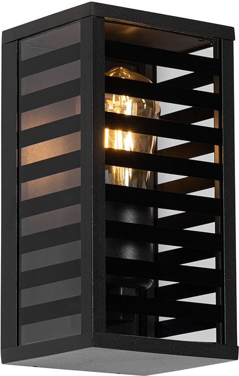 Moderne Außenwandleuchte schwarz mit Rauchglas 26 cm IP44 - Reims