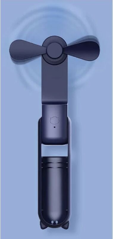 Cyslmuk - 1 x Taschenventilator, tragbarer Mini-Ventilator, blau, wiederaufladbarer USB-Akku, faltbarer und leiser persö...