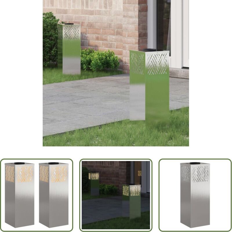 Außenbeleuchtung - Solar LED Weg Licht 2 pcs Silber Edelstahl