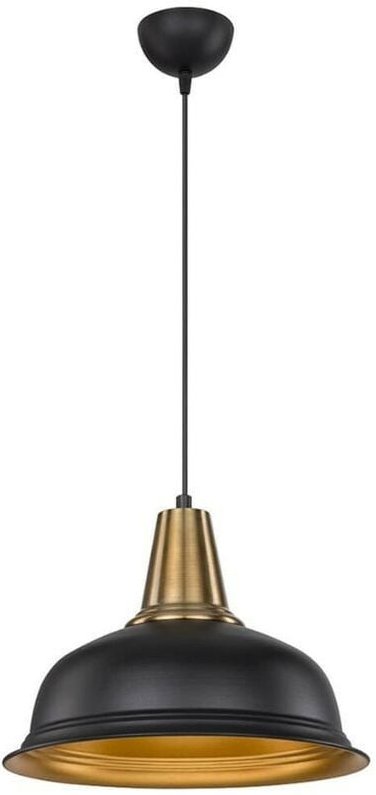 Rena ASZ1341 Pendelleuchte aus schwarzem Metall mit goldener Innenseite