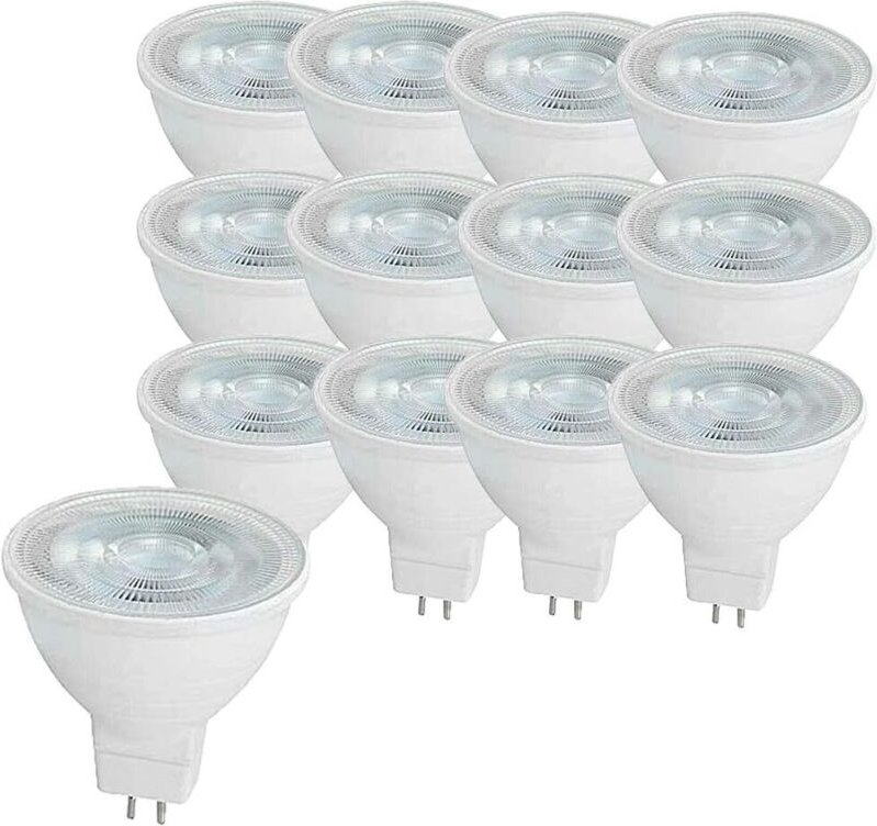 Packung mit 12 MR16 5W GU5.3 LED-Lampen, entspricht einer MR16 Halogenlampe, kaltweiß 6000K, 500 Lumen, nicht dimmbar, A...
