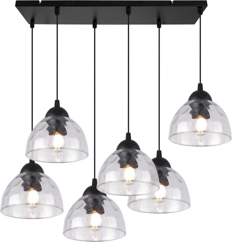 Venice Hängelampe 6 Flache, Klar Lampenschirme E27