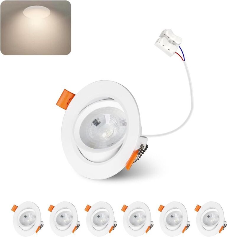 LED Einbaustrahler 230V 4W, 30°-60° Schwenkbar Flache LED Deckenspots, 4000K Neutralweiß, 400LM, IP44, Nicht Dimmbar, Ei...