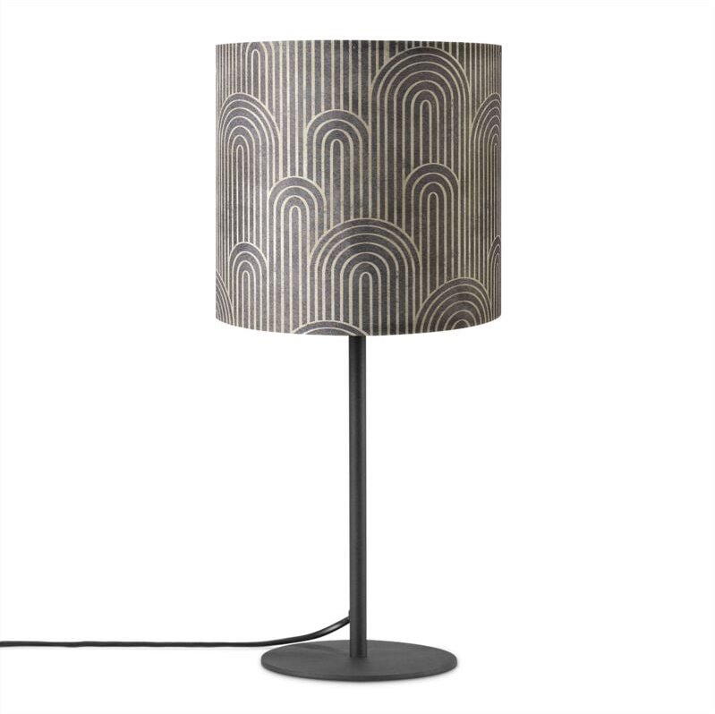 Tischlampe Nachttisch Stoffschirm Wandleuchte Wohnzimmer Tischleuchte Vintage Tischleuchte - Schwarz, Design 9 (Ø18 cm) ...