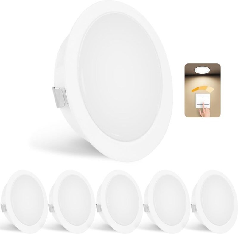 6er Set LED Einbaustrahler 230V Dimmbar 3W 4000K Neutralweiß, LED Spot Ultra Flach 300LM Bohrloch 55-58mm und 15mm Flach...