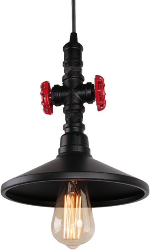 Industrielle Pendelleuchte Wasserrohr E27 Metall Hängelampe Vintage Rohr Lampenschirm (Schwarz)