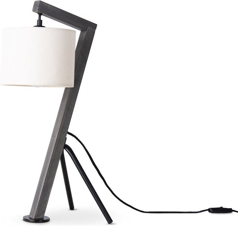 Paco Home Stehlampe Tischlampe Wohnzimmer Lampenschirm Leselampe Nachttischlampe Galgen Tischleuchte - Schwarz, Weiß (Ø1...