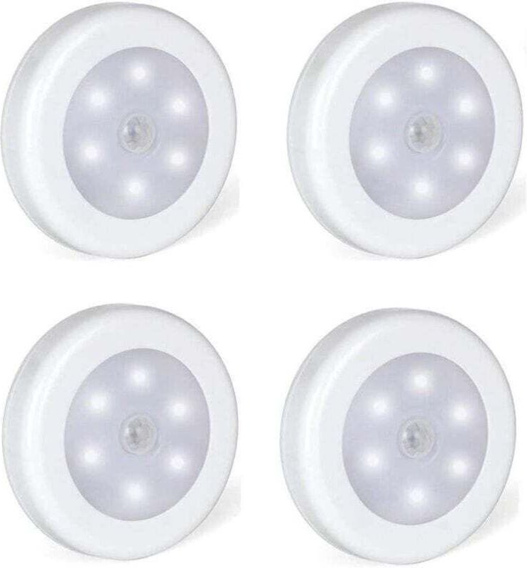 Set mit 4 LED-Klebeleuchten, LED-Bewegungsmelderleuchten mit Magnetfuß (batteriebetrieben)