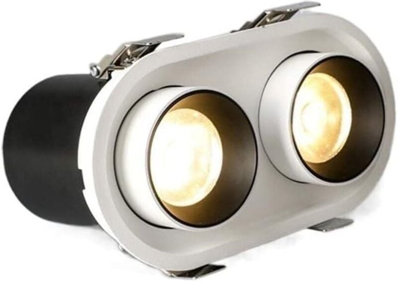 LED-Einbaustrahler 2x1 2W Doppelkopf-LED-Deckenleuchte mit Blendschutz, hohe Helligkeit, COB-Strahler