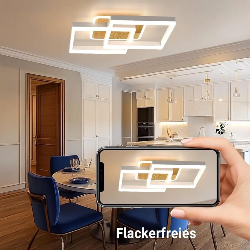 Antenlicht LED Deckenlamape Wohnzimmer Modern Geometrisch, 40W Wohnzimmerlampe mit Fernbedienung Stufenlos Dimmbar 3000-...