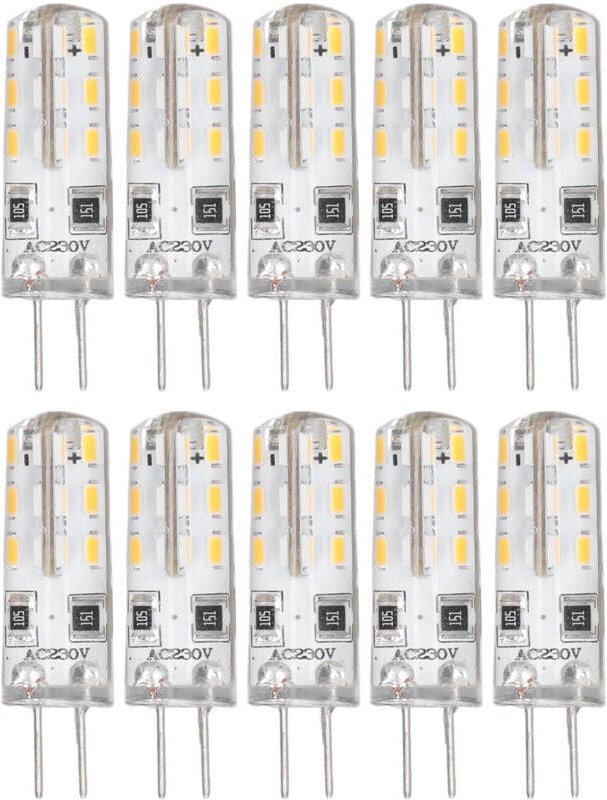 CHOYCLIT G4 LED-Glühbirne, 10 Stück G4 LED-Glühbirne, Bi-Pin-Sockel, Silikon, Warmweiß 3000 K, 1,5 W, AC 220 V, 110 lm, ...