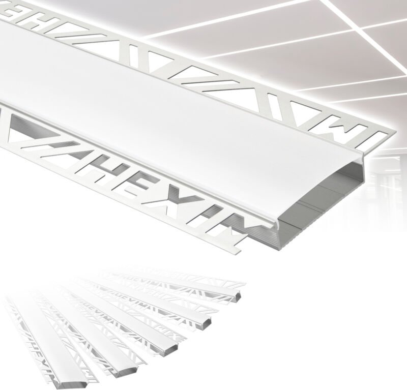 HEXIM LED Trockenbauprofil 2m Aluminium Profil Unterputz Lichtleiste für LED-Streifen inkl. Abdeckung: ALED 5 - 50mm Leu...