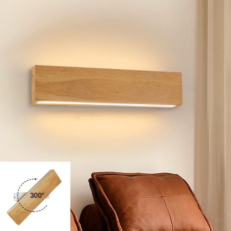 Led Wandleuchte innen Wandlampe - 32CM Holz Modern Flurlampe Up und Down Design Treppenhauslampe Indirekt 11W 3000K Warm...