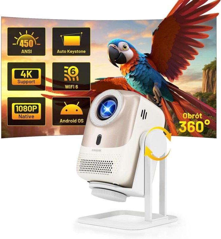 1080p- und 4K-fähiger Videoprojektor – Tragbarer Projektor mit Android-Betriebssystem, WLAN 6, Bluetooth 5.2, ASIN 450, ...