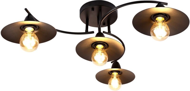 Deckenlampe Vintage Deckenleuchte E27 Retro Schwarz Wohnzimmerlampe 4 Flammig Industrial Flurlampe Innen Schlafzimmerlam...