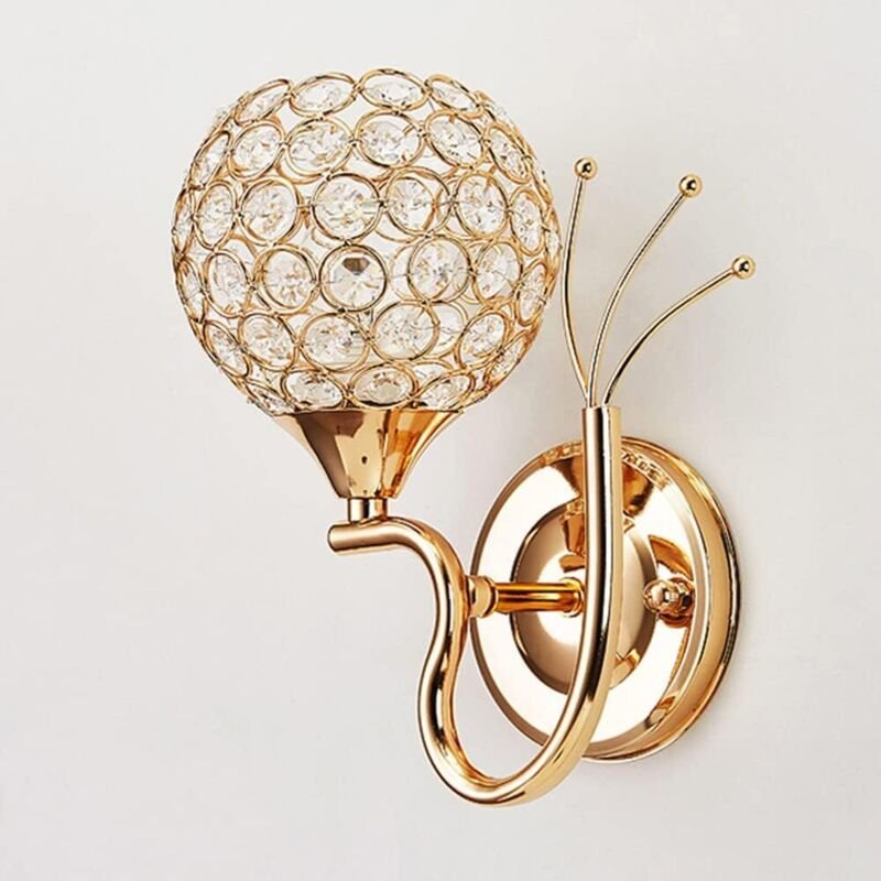 Moderne Wandleuchte, Kristall-Wandleuchte für Schlafzimmer, Wohnzimmer, Flur, E27-Fassung, goldene Lampenfassung, luxuri...