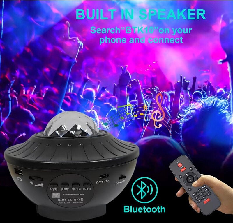 LED-Sternenhimmel-Projektor, Galaxie-Projektor mit Fernbedienung, Sternenlicht-Projektor mit Bluetooth-Lautsprecher, Ste...
