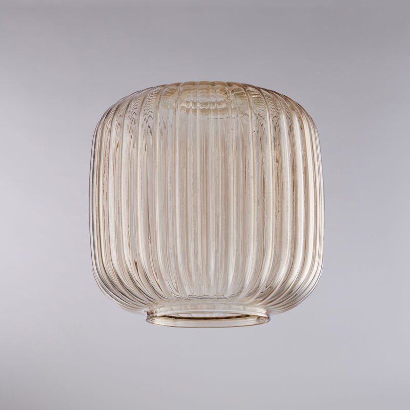 Diffusore in vetro soffiato ambra con decoro rigatura in rilievo H.20 - Ø20