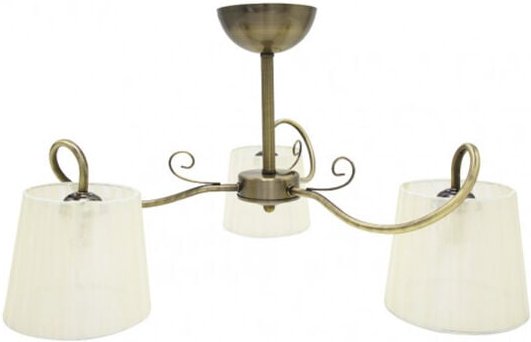 Fabrilamp - Cuzco Lampe de tres luces con pantalla beige, Cuero sat. 37x60x60 Cm