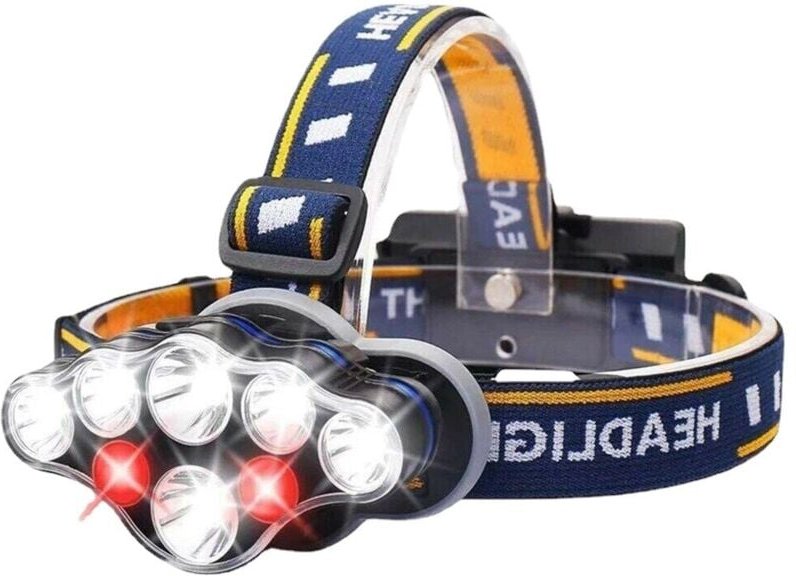 Wiederaufladbare LED-Stirnlampe, extrem leistungsstarke 8-LED-Lampe mit 18000 Lumen, wasserdicht und leicht, ideal zum C...