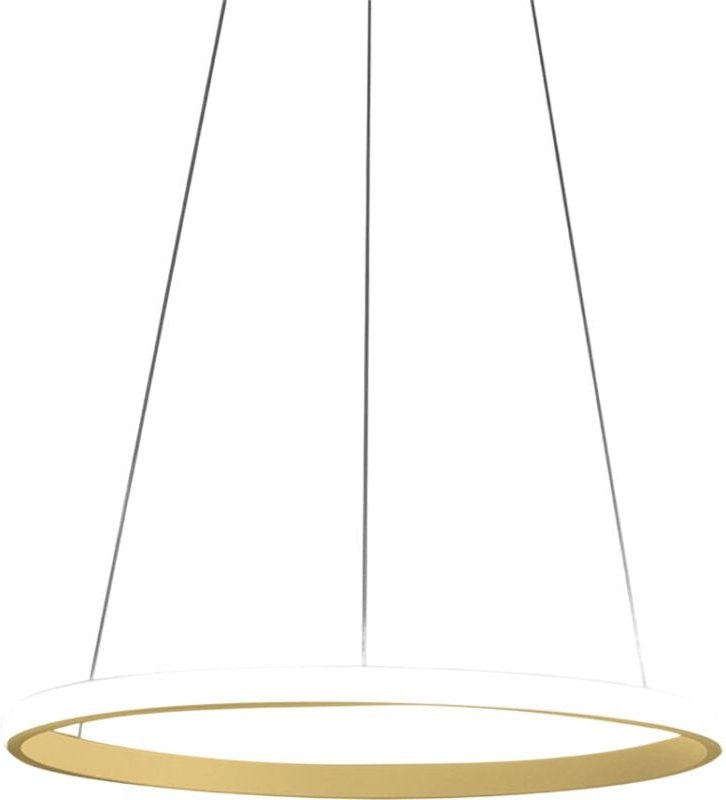 Iole S1 LED-Pendelleuchte 28W dimmbar - Kronleuchter mit modernem gebürstetem Goldring, warmes Licht 3000K, IP20