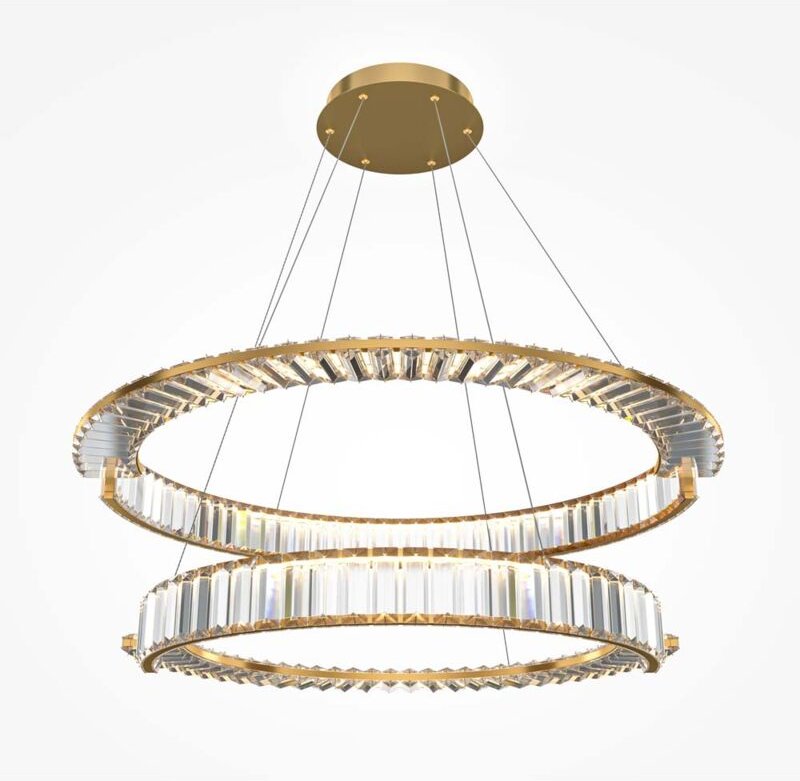 Hängelampe Luster Pendellampe led Kristalle klar Wohnzimmerlampe gold h 150 cm