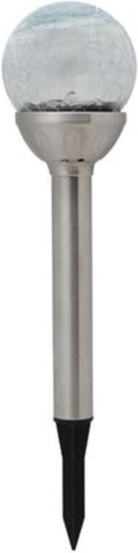 Perel Solar-LED-Gartenlampe mit Erdspieß und Sensor, 34 cm, RGB, Edelstahl, energieeffizient, 12 Stück