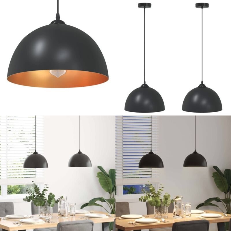 Pendelleuchten 2 Stk. Höhenverstellbar E27 Schwarz Ø30cm Metall - Vidaxl