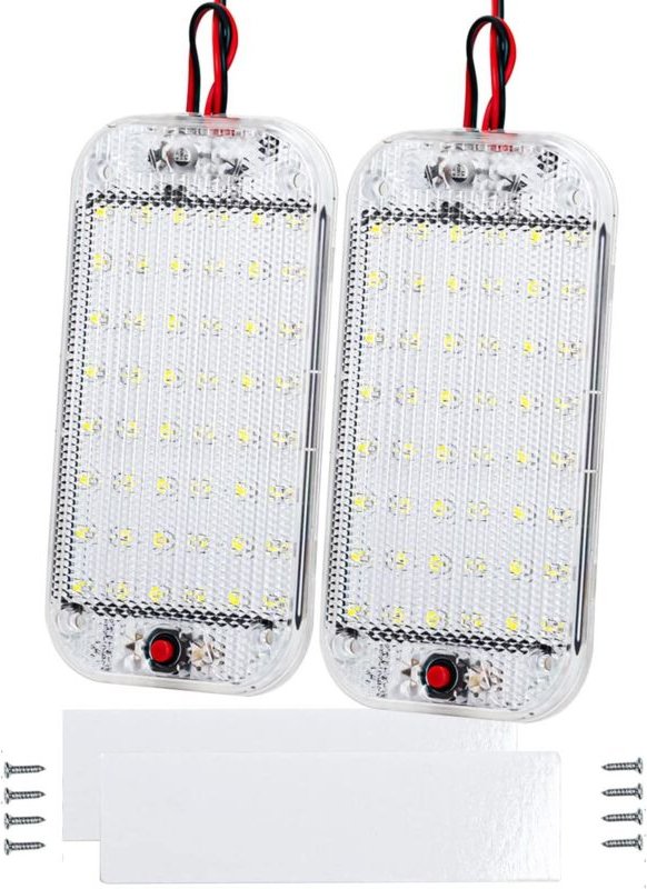 Aougo - 2er-Pack LED-Innenbeleuchtung, 12 V–85 v, 48 LED-Innenbeleuchtung für Auto, Wohnmobil, lkw, Boot, Wohnwagen