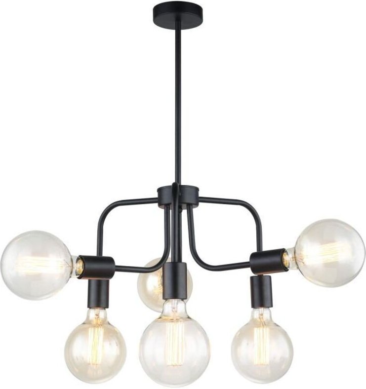 Kristy - Industrie- und Retro-hängender Anhänger Schwarz 6 Licht, E27 - Italux