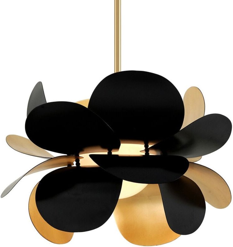 Ginger 1 Pendelleuchte Blattgold, Schwarz, Glas