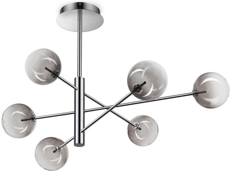 Equinoxe Deckenleuchte mit 6 Lichtern und mehreren Armen, rauchgrau - Ideal Lux