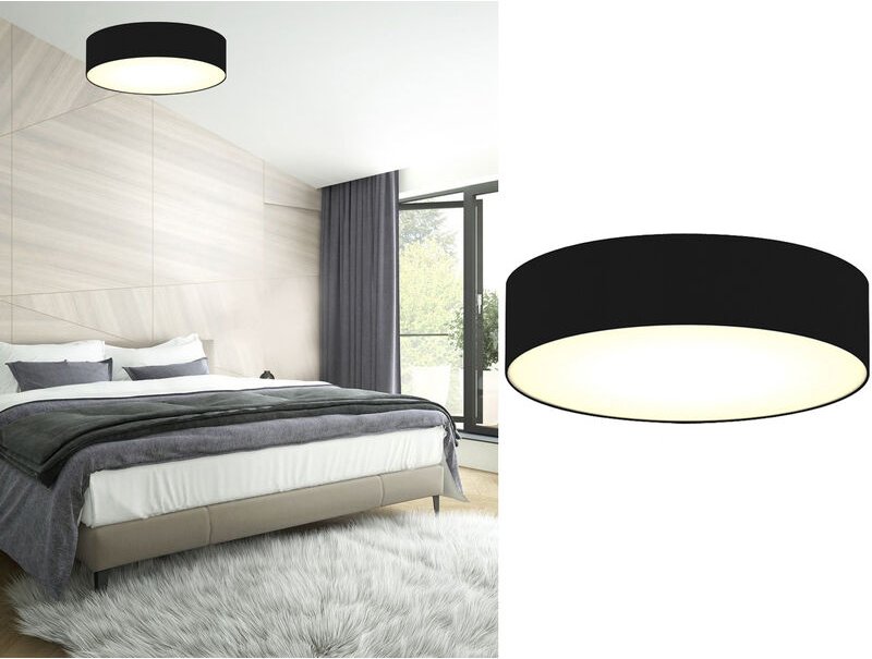 Smartwares - led Deckenleuchte Stoff Schwarz / Abdeckung satiniert, ø 40cm