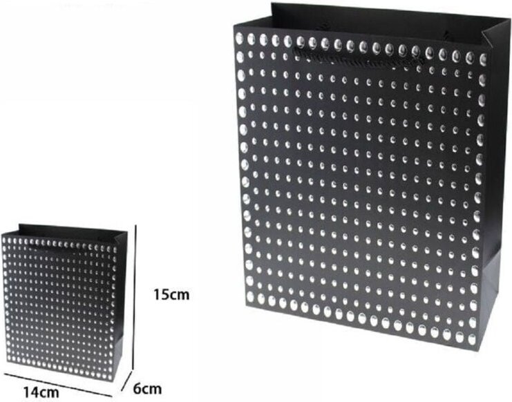 Trade Shop Traesio - Trade Shop - set aus 3 schwarzen shopper-geschenktüten mit nieten und kordelgriffen 15X14X6CM 69949...