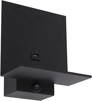 Moderne Wandleuchte schwarz inkl. USB-Anschluss - Flero