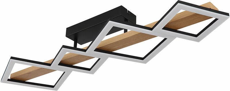 Led Deckenleuchte Holz Wohnzimmerlampe Designleuchte Deckenlampe Quadrate, mdf Metall, 35W 1880Lm warmweiß, LxBxH 92x30x...
