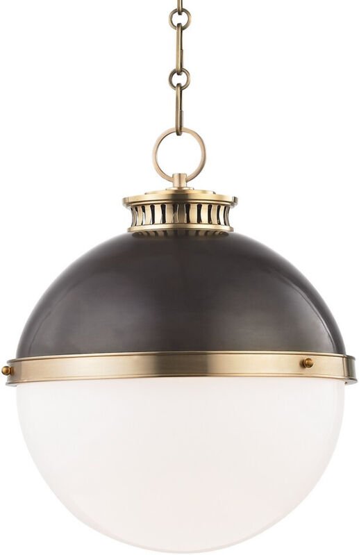 Latham 1 Light Large Pendelleuchte Schwarz, Gold, Glas