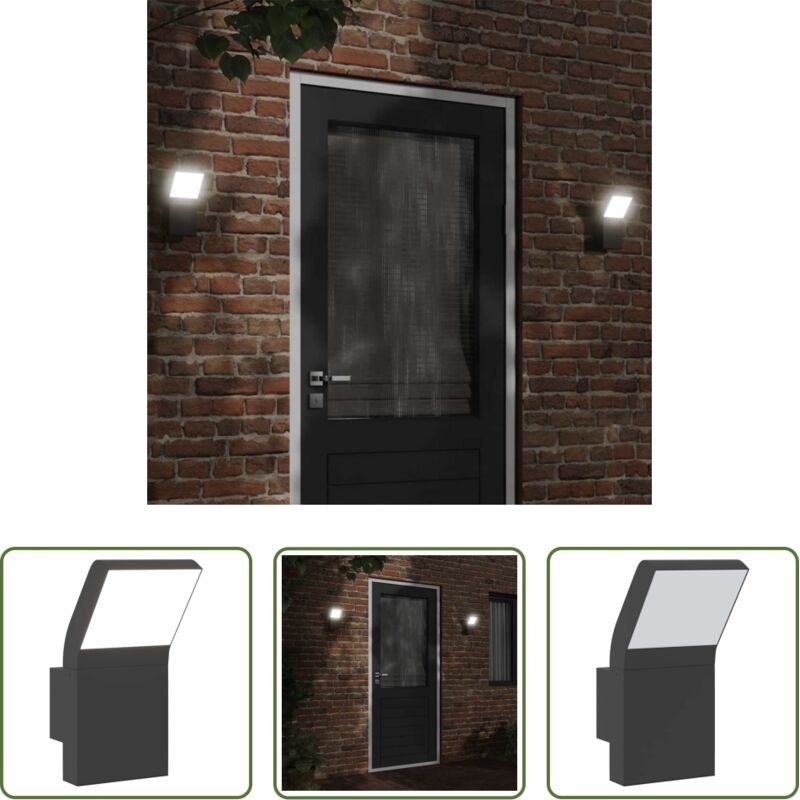 vidaXL Außenbeleuchtung - LED-Außenwandleuchte Schwarz Aluminiumdruckguss