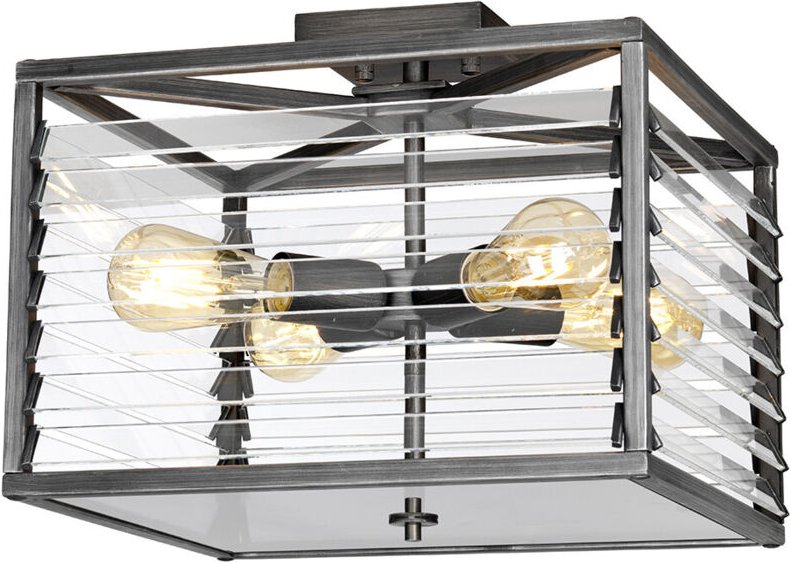 Louvre 4 Light Flush Light Gunmetal-Lackierung