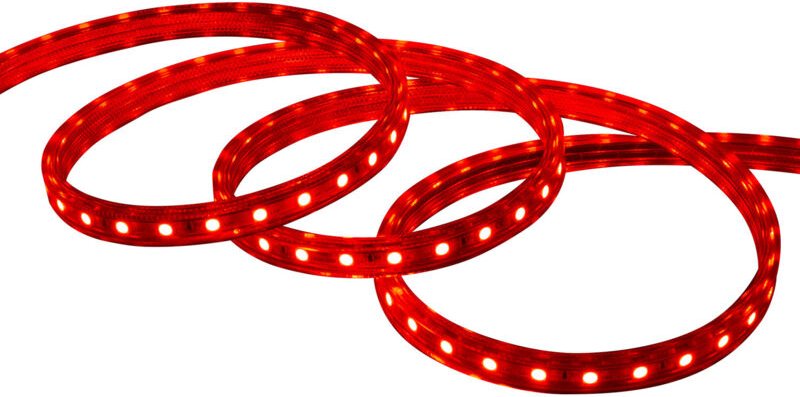 LED Streifen 220V AC 60 LED/m Rot IP65 nach Mass Breite 14mm Schnitt alle 100cm 3 m