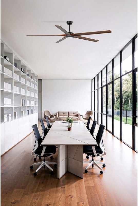 Faro Bigwood XL Deckenventilator mit 5 Flügeln Mattschwarz, Walnuss