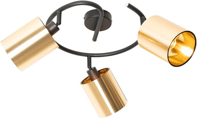 Moderne Deckenleuchte schwarz mit goldenem 3-Licht - Lofty