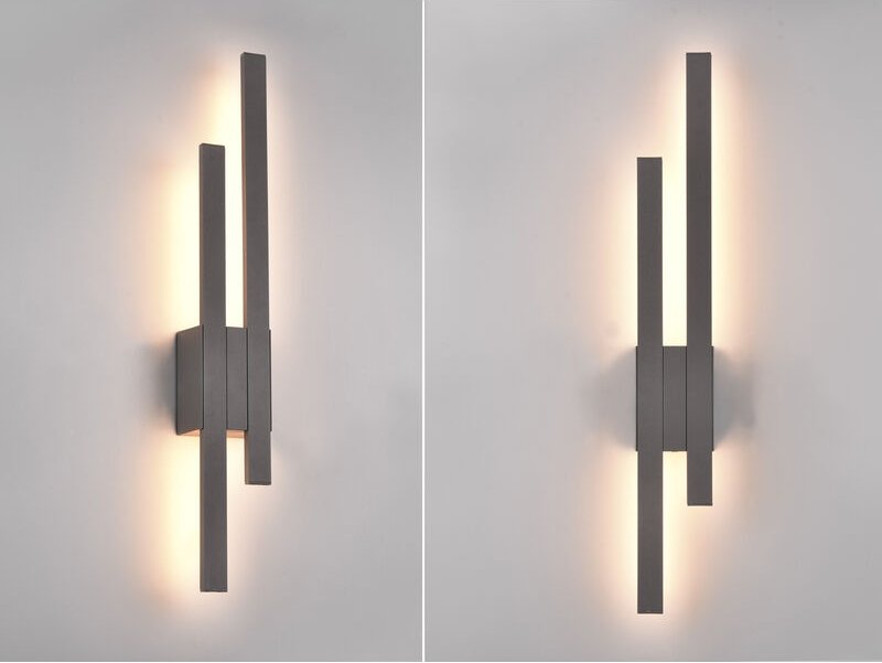 Meinewunschleuchte - Flache led Außenwandleuchte 2er set in Anthrazit - indirekte Wandbeleuchtung