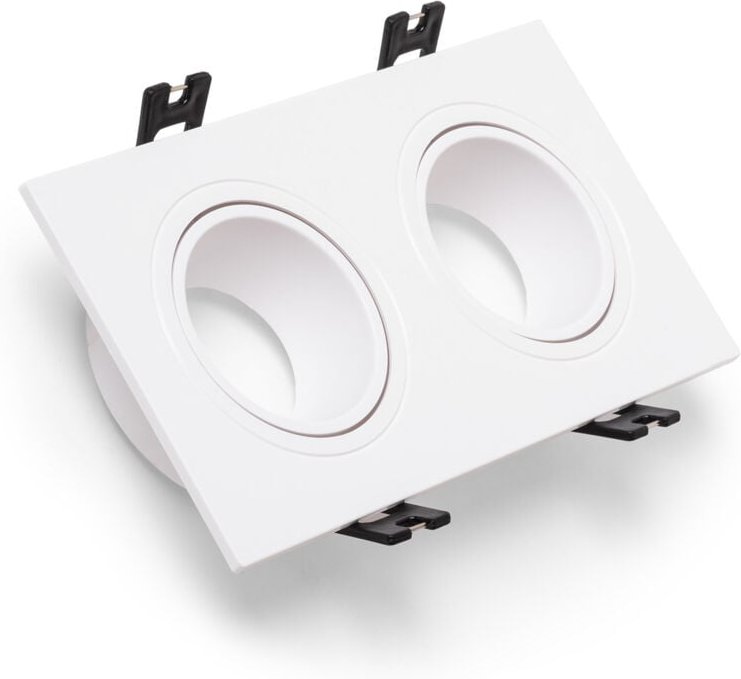 Downlight-Ring Eckig Kippbar aus für 2 LED-Birnen GU10 / GU5.3 Weiß