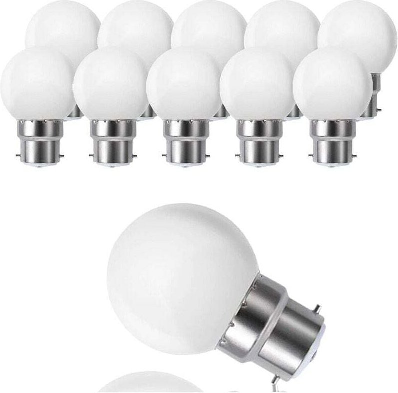 Thumbnail - 10er-Pack LED-Globes B22 G45, Warmweiß 3500 K, 3 W G45, 180 lm, Gehäuse aus mattiertem Polycarbonat, nicht dimmbar [Ener...