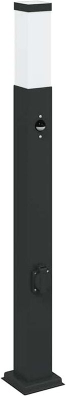 Pollerleuchte mit Sensor und Steckdose 80 cm Schwarz IP44 vidaXL