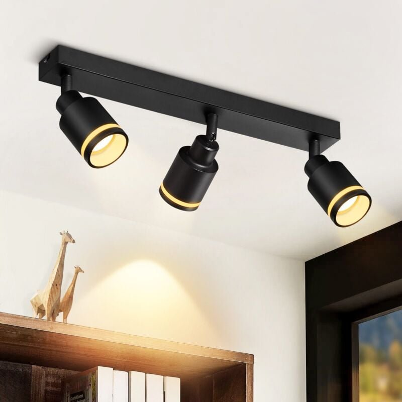 Deckenstrahler Modern Schwarz Deckenleuchte: 3 Flammig Schwenkbar Deckenspot Flurlampe GU10 Deckenlampe Metall Innen Wan...