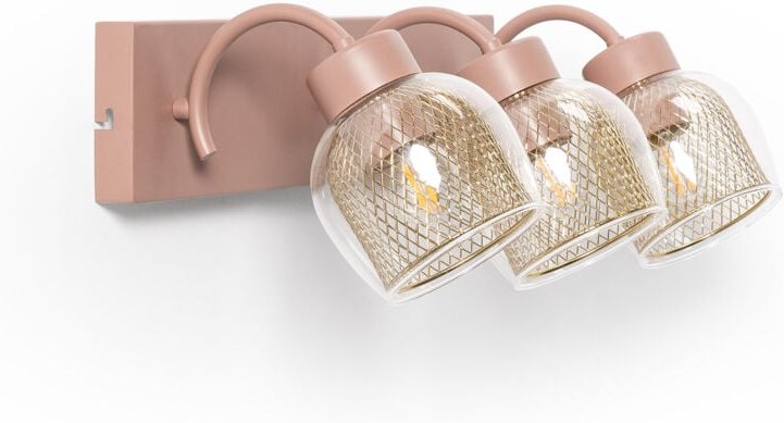 Efectoled - Wandleuchte Metall und Glas Aziel 3 Strahler Make-up Rosa