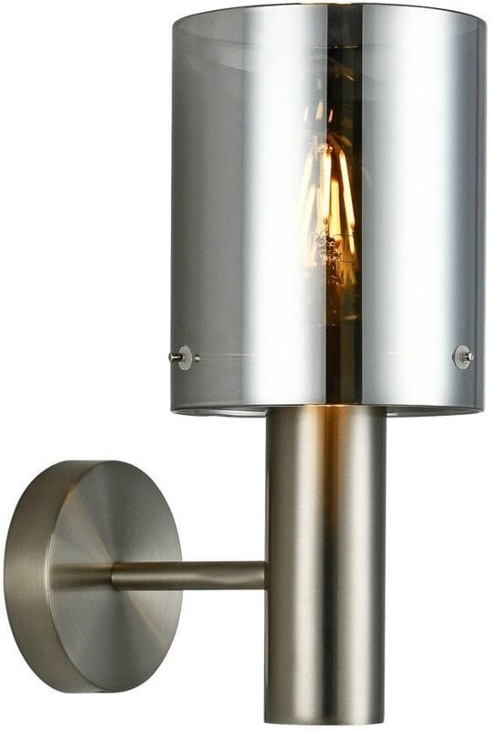 Sardo - Moderne Wandleuchte Satin Nickel 1 Light mit Smoky Shade, E27 - Italux